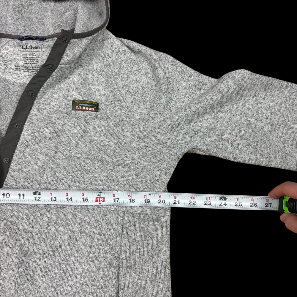 L.L. Bean Gray 100% Polyester 1/4 Snap Hoodie Sweatshirt Women's Large - Picture 6 of 8
